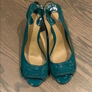 Chloe Official Turquoise Patent Leather Shoes 8